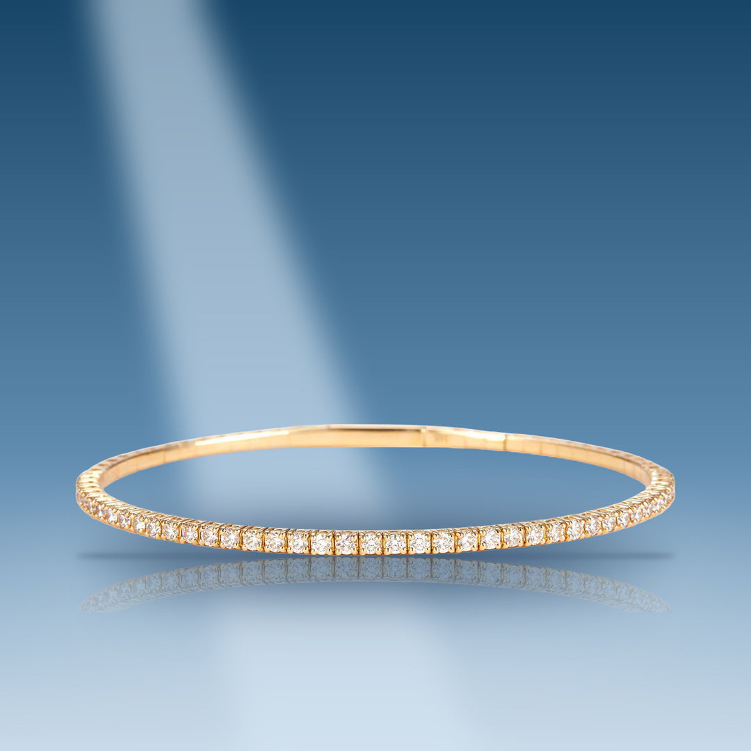 Yellow gold diamond bangle new flexible style bracelet