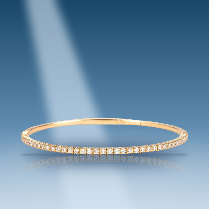 Yellow gold diamond bangle new flexible style bracelet