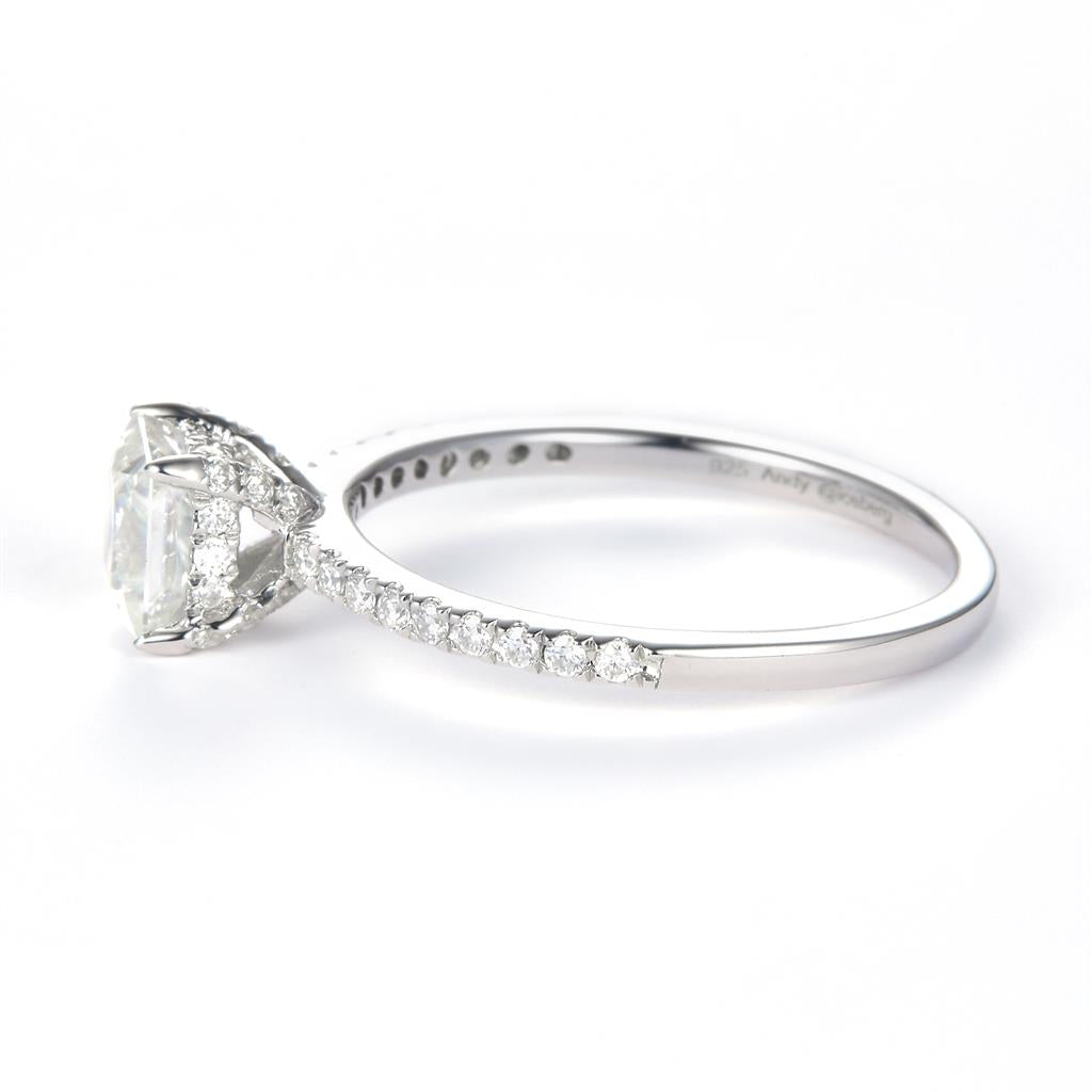 0.834 Ct. Moissanite Sterling Silver (White). Solitaire Princess Cut Engagement Ring. (Women). Size 8