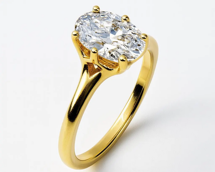 1.5 Ct. Diamond 14 Kt Gold (Yellow). Oval Solitaire Ring. (Women). Size 7