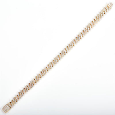 4.9 Ct. Diamond 10 Kt Gold (Yellow). Solid Square Cuban Link Bracelet. (Unisex). 8 in Long. 8 mm Wide