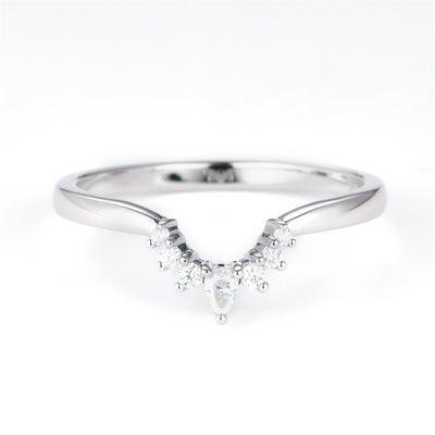 0.11 Ct. Moissanite Sterling Silver (White). Pear Cut Center Stone Ring. (Women). Size 7.5