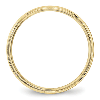 10KY 4mm LTW Milgrain Half Round Band Size 10.5