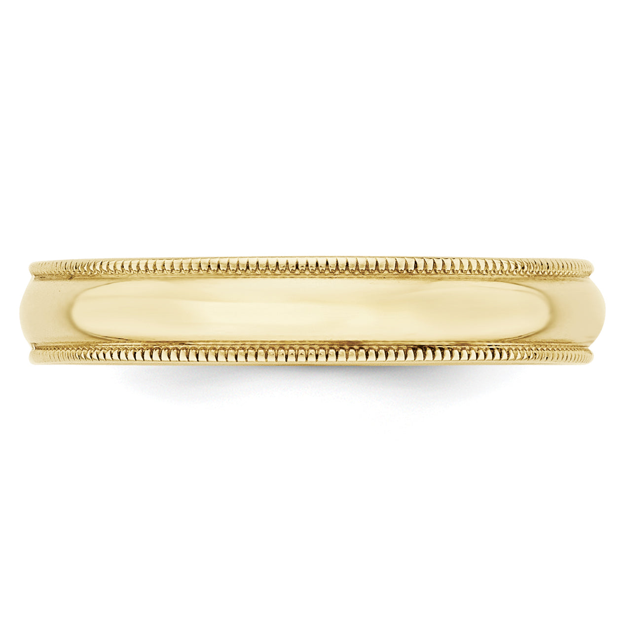 10KY 4mm LTW Milgrain Half Round Band Size 10.5