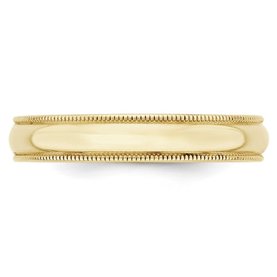 10KY 4mm LTW Milgrain Half Round Band Size 10.5