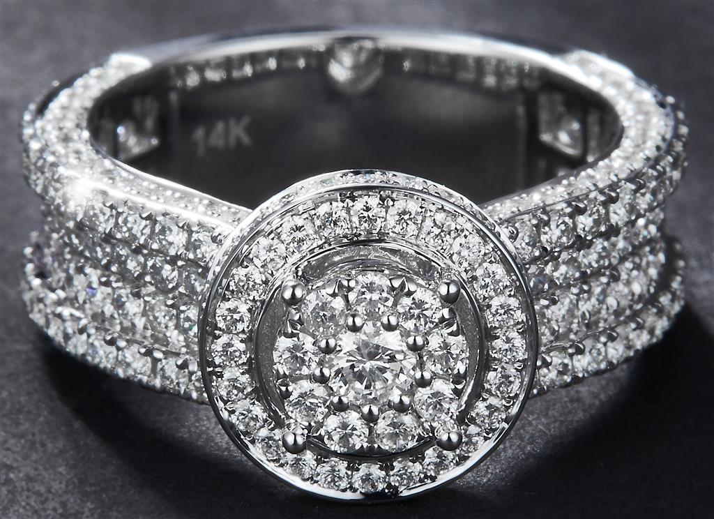 2.447 Ct. Diamond 14 Kt Gold (White). Ring. (Women). Size 7.5