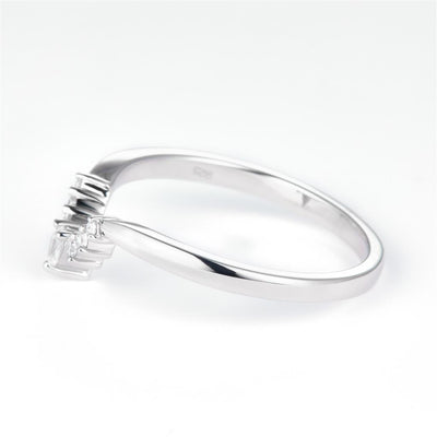 0.11 Ct. Moissanite Sterling Silver (White). Pear Cut Center Stone Ring. (Women). Size 7.5