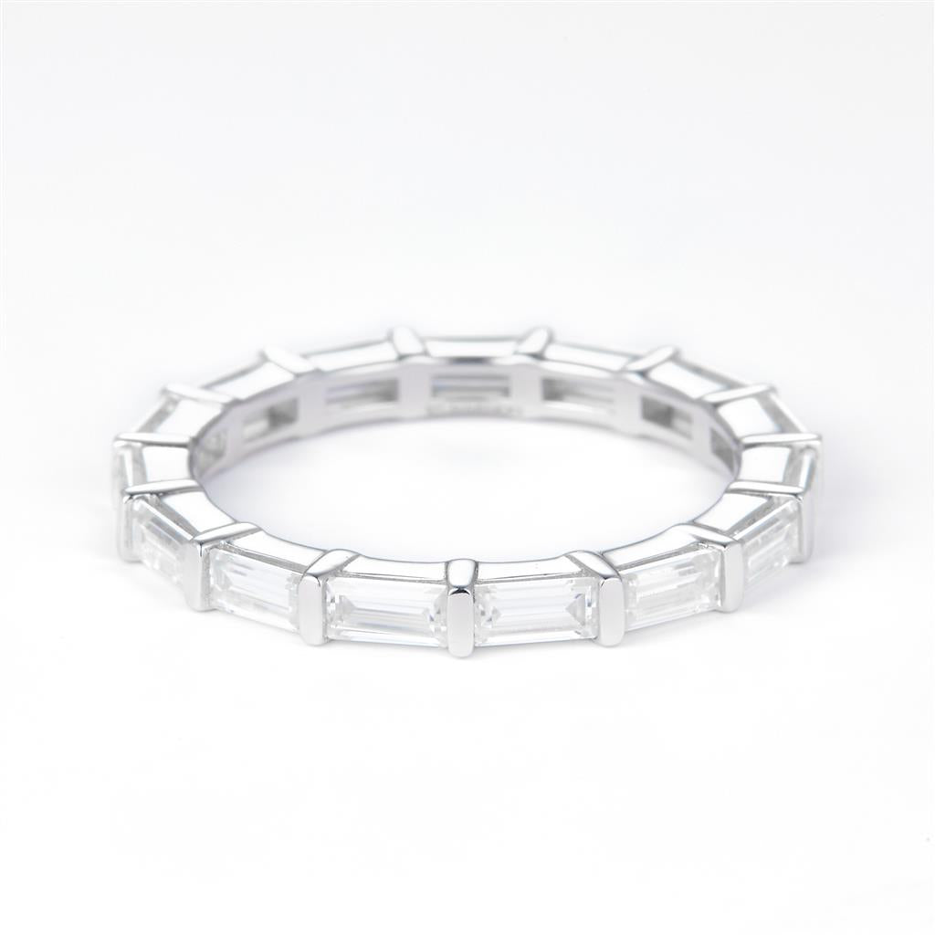 1.66 Ct. Moissanite Sterling Silver (White). Eternity Band with Baguettes Ring. (Women). Size 7.5