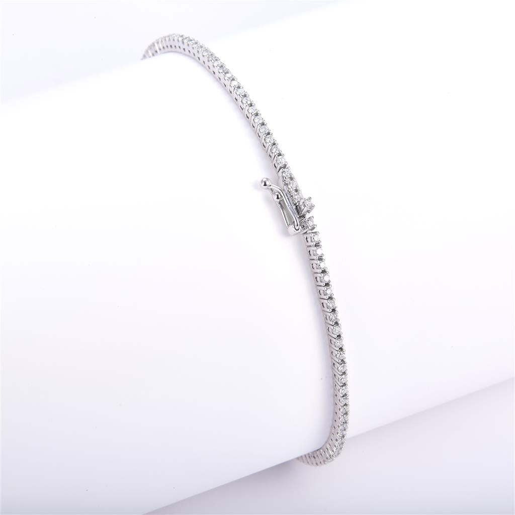 1.09 Ct. Diamond 10 Kt Gold (White). Tennis Bracelet. (Unisex). 8 in Long. 1.35 mm Wide