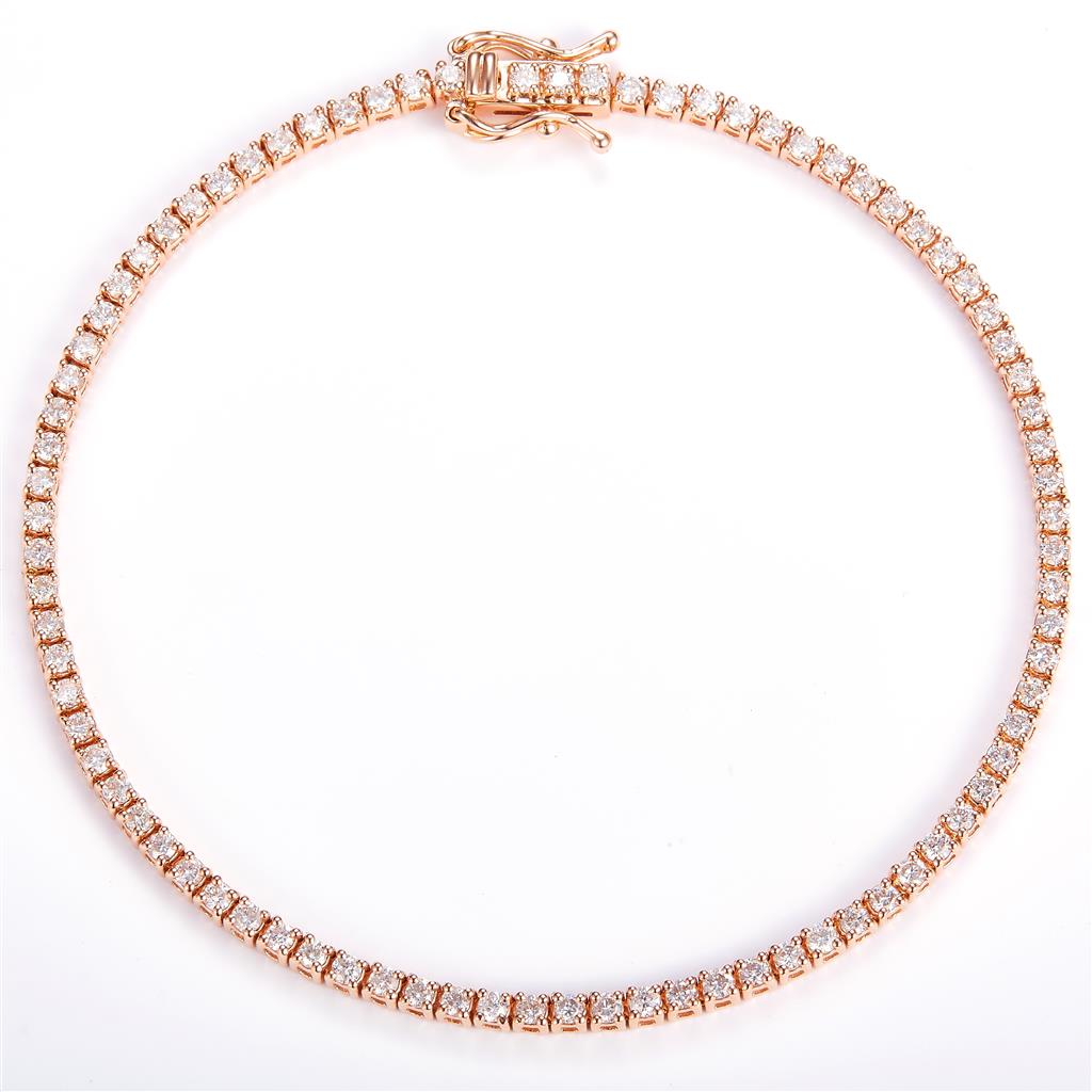 1.502 Ct. Diamond 14 Kt Gold (Rosé). Tennis Bracelet. (Unisex). 7 in Long. 1.6 mm Wide