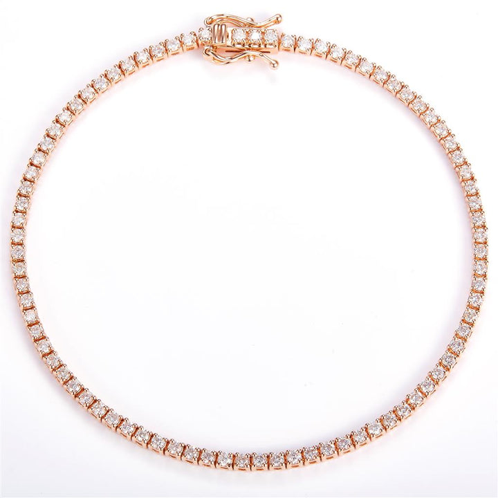 1.502 Ct. Diamond 14 Kt Gold (Rosé). Tennis Bracelet. (Unisex). 7 in Long. 1.6 mm Wide