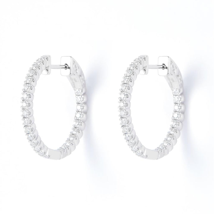 0.52 Ct. Moissanite Sterling Silver (White). Hinged Hoop with Snap Fastening Earrings. (Women).