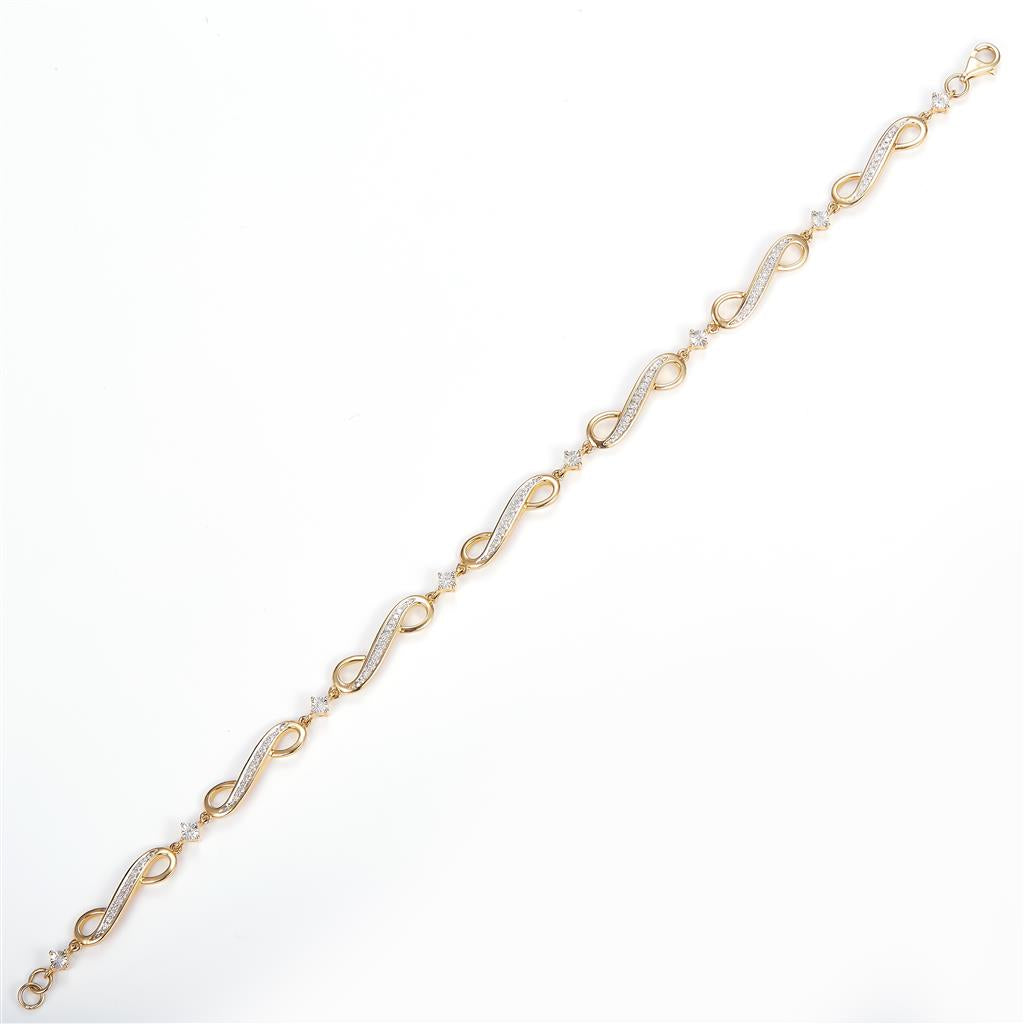 0.214 Ct. Diamond 10 Kt Gold (Yellow). Designer Bracelet. (Women). 8 in Long. 4.3 mm Wide