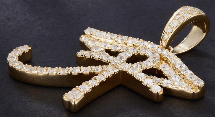 1.388 Ct. Diamond 10 Kt Gold (Yellow). Eye of Horus with Ankh Cross Pendant. (Unisex).