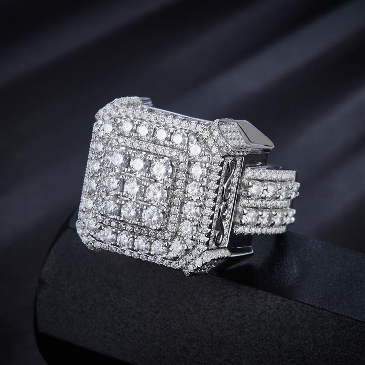 5.12 Ct. Moissanite Sterling Silver (White). Ring. (Men). Size 10