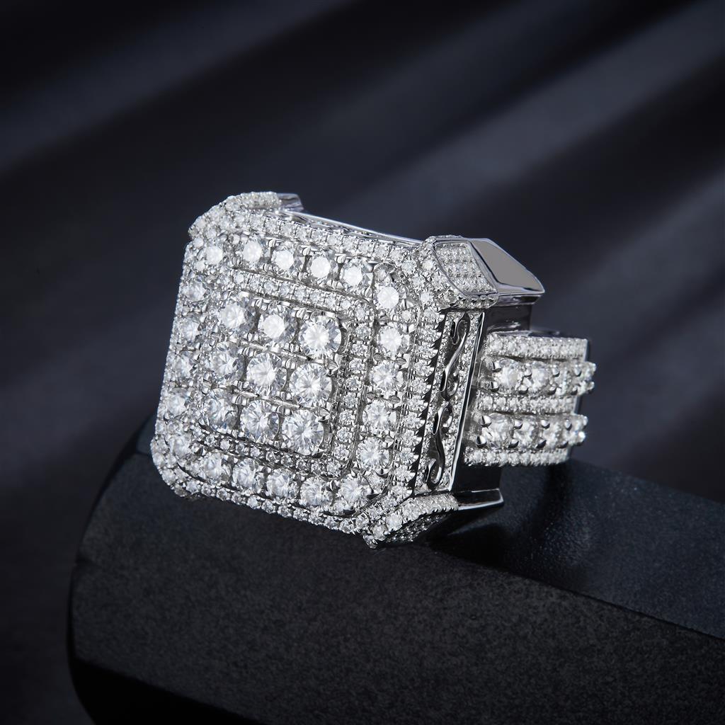 5.12 Ct. Moissanite Sterling Silver (White). Ring. (Men). Size 10