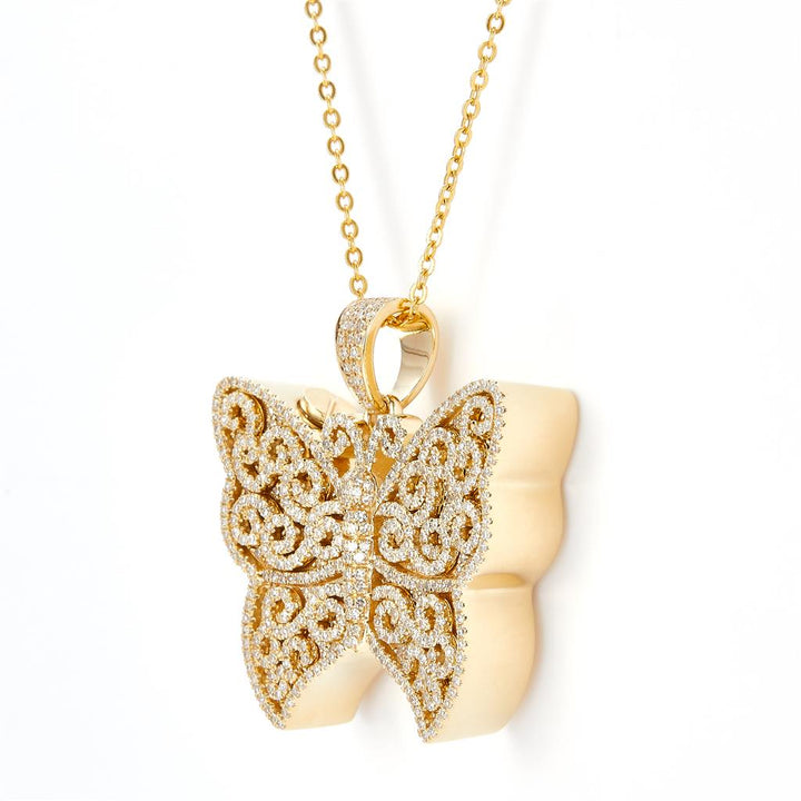 1.28 Carats. Diamond 10 Kt Gold (Yellow). CUSTOM BUTTERFLY ASH HOLDER Pendant. (Unisex).