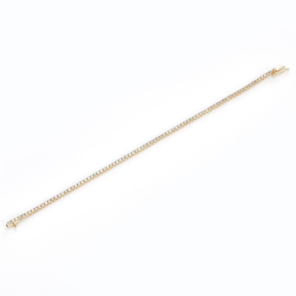 2.163 Ct. Diamond 10 Kt Gold (Yellow). TENNS Bracelet. (Unisex). 7 in Long. 1.9 mm Wide