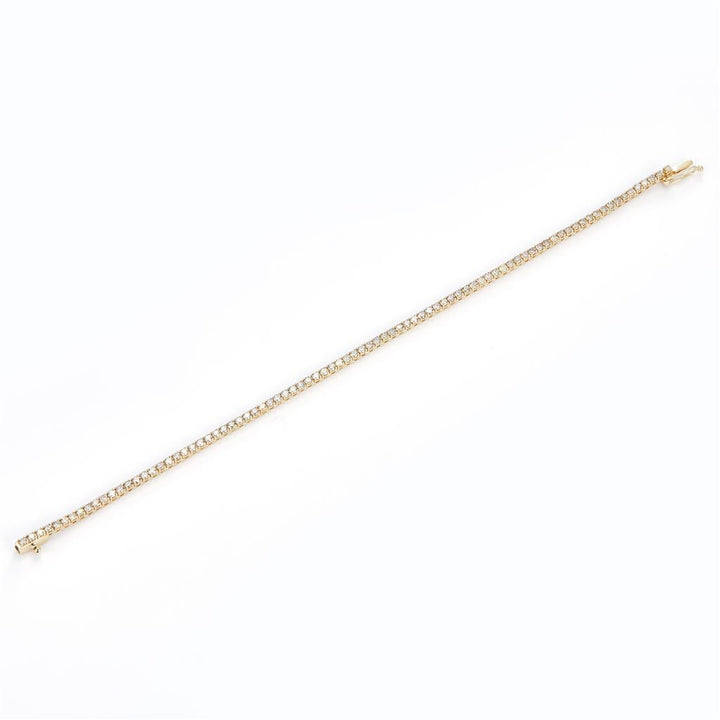 2.163 Ct. Diamond 10 Kt Gold (Yellow). TENNS Bracelet. (Unisex). 7 in Long. 1.9 mm Wide