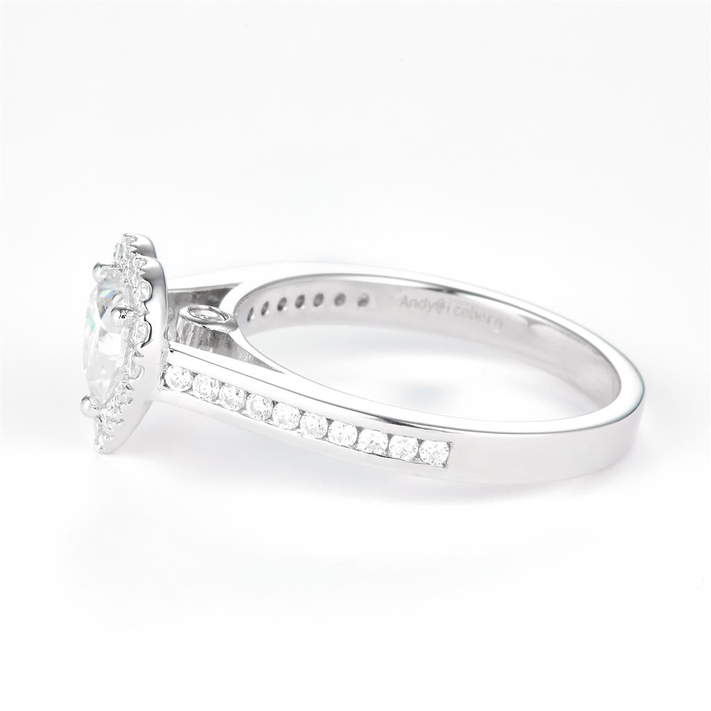 1.15 Ct. Moissanite Sterling Silver (White). Solitaire with Heart Shape Center Stone Ring. (Women). Size 7.5
