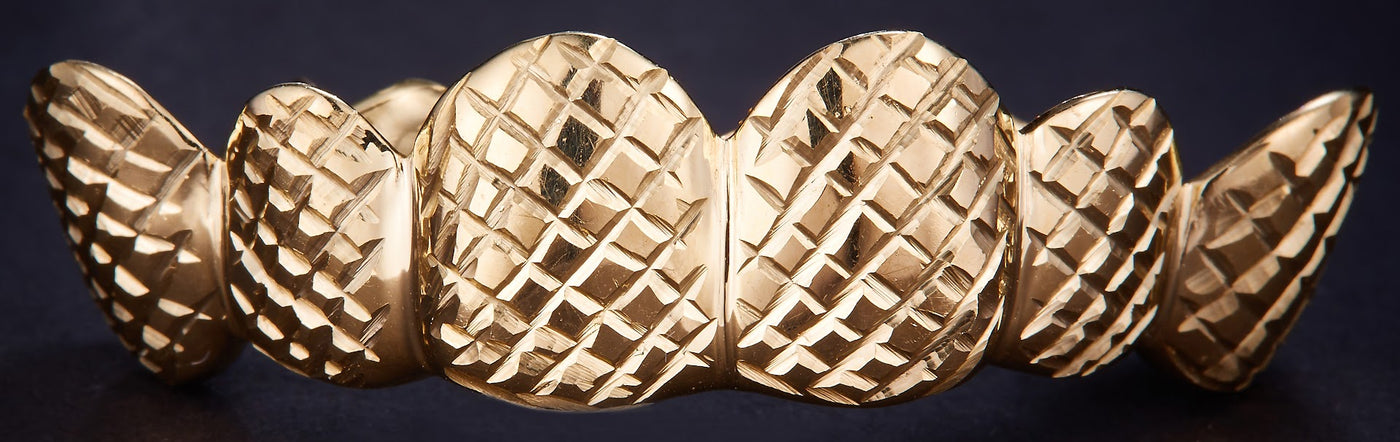 Diamond Cut Gold Grillz 2 Teeth