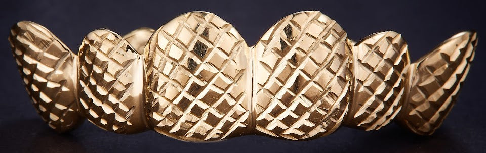 Diamond Cut Gold Grillz 10 Teeth