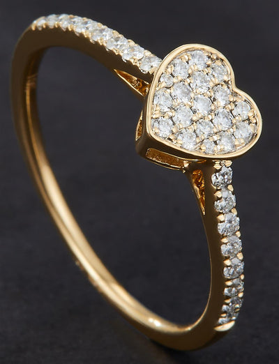 0.26 Ct. Diamond 14 Kt Gold (Yellow). Heart Style Ring. (Women). Size 7.5