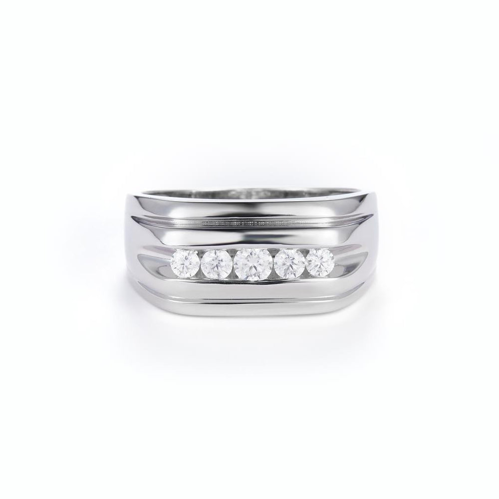 Sterling silver moissanite men's channel set ring