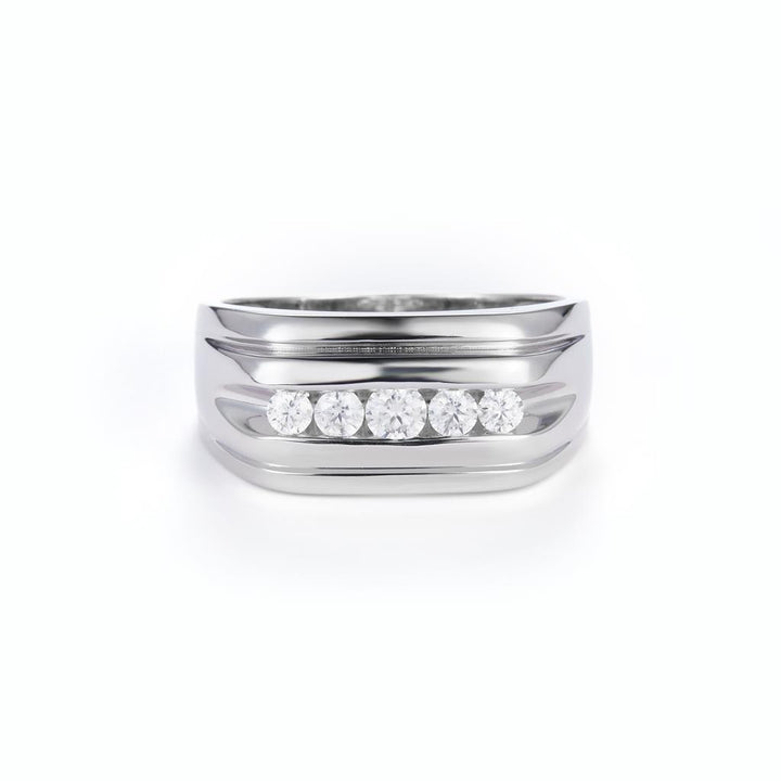 0.42 Ct. Moissanite Sterling Silver (White). Ring. (Men). Size 10