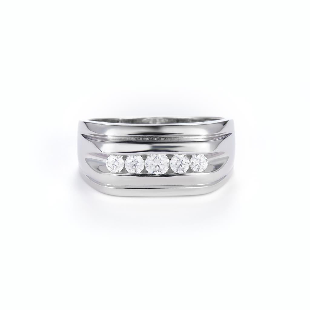 0.42 Ct. Moissanite Sterling Silver (White). Ring. (Men). Size 10