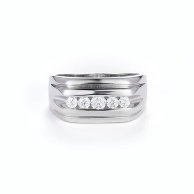 0.42 Ct. Moissanite Sterling Silver (White). Ring. (Men). Size 10