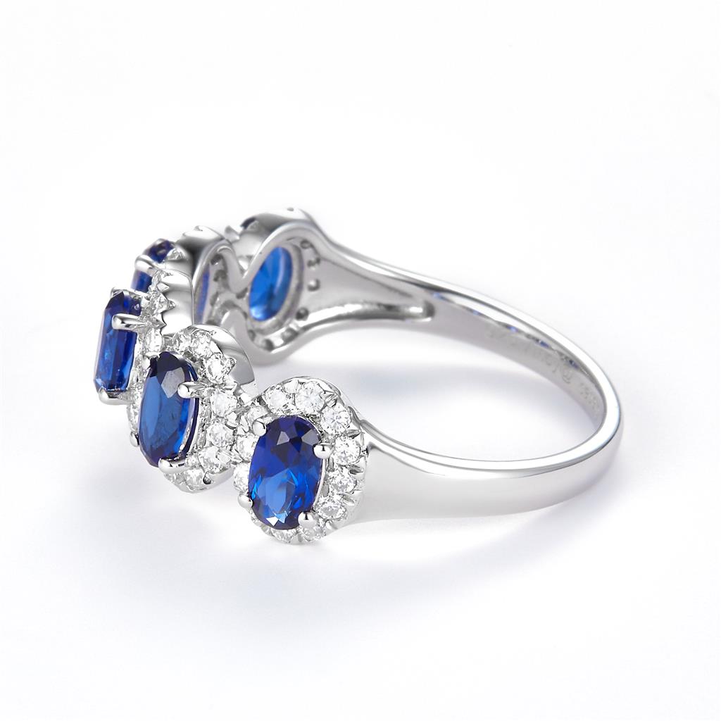 1.79 Ct. Moissanite Sterling Silver (White). Simulant Sapphire Wedding Band Style Ring. (Women). Size 7.5