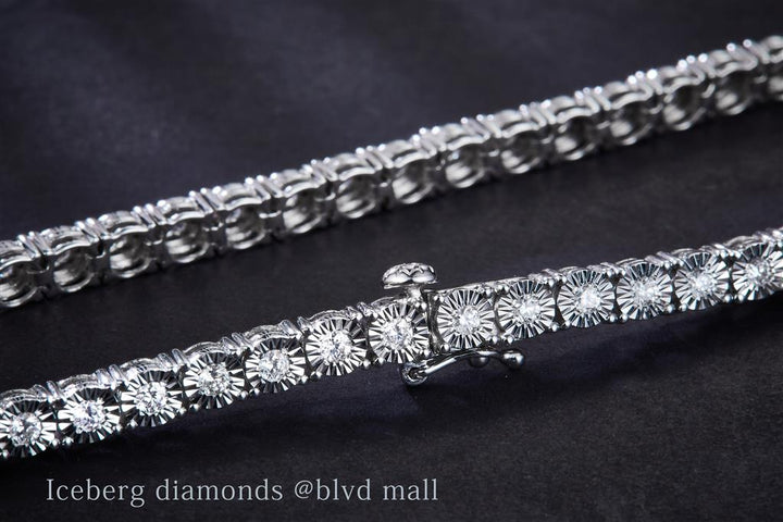 2.19 Ct. Diamond 10 Kt Gold (White). Tennis with Illusion Setting Chain. (Unisex). 18 in Long. 3.7 mm Wide