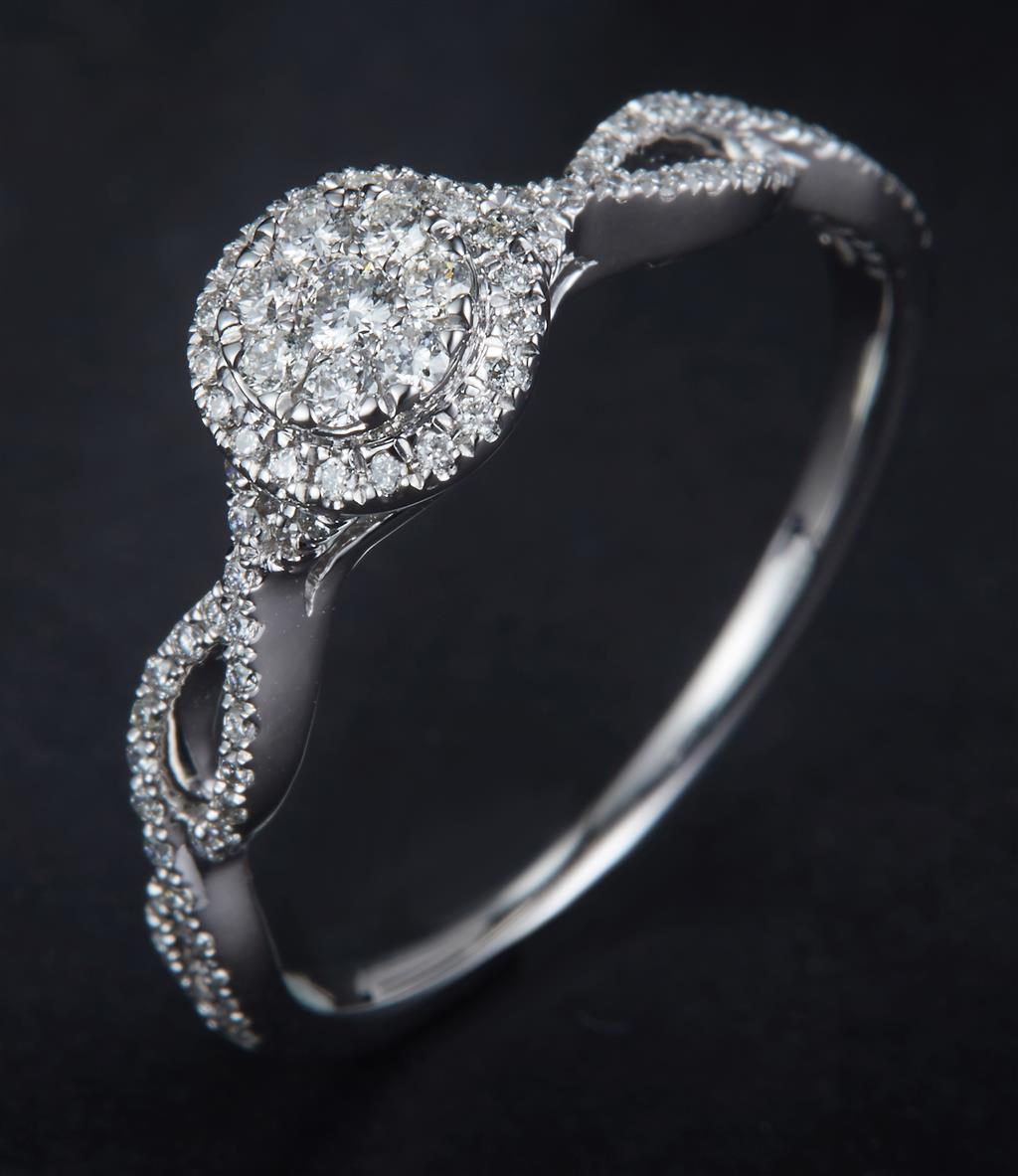 0.267 Ct. Diamond 14 Kt Gold (White). Ring. (Women). Size 7.5