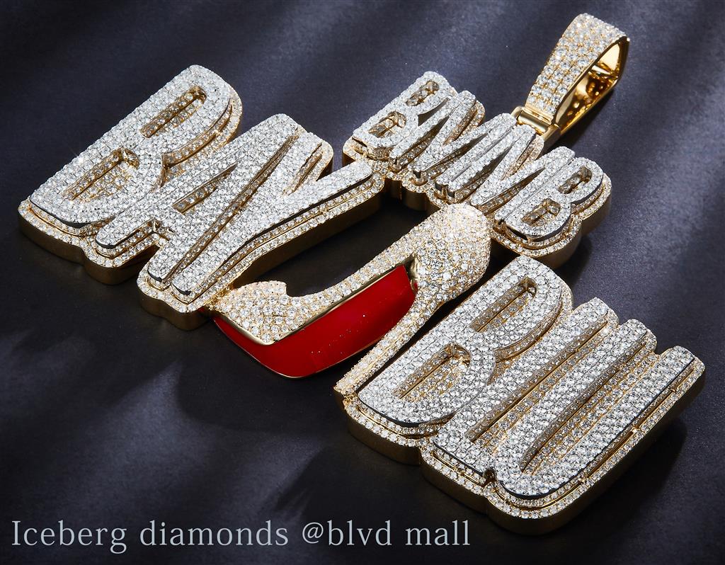 15.13 Carats. Diamond 14 Kt Gold (Yellow). CUSTOM BMMB Pendant. (Unisex).