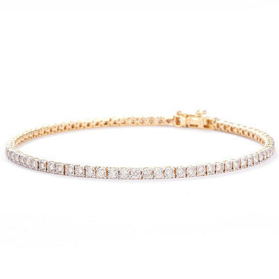 2.69 Ct. Diamond 14 Kt Gold (Yellow). Tennis Bracelet. (Unisex). 8 in Long. 2.9 mm Wide