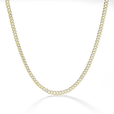 4.086 Ct. Diamond 14 Kt Gold (Yellow). Solid Cuban Link Chain. (Unisex). 22 in Long. 5 mm Wide