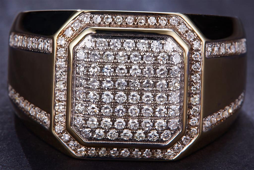 0.573 Ct. Diamond 10 Kt Gold (Yellow). Ring. (Men). Size 10
