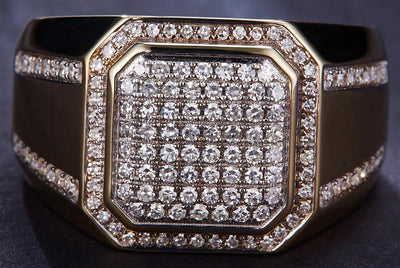 0.79 Ct. Diamond 14 Kt Gold (Yellow). Ring. (Men). Size 10