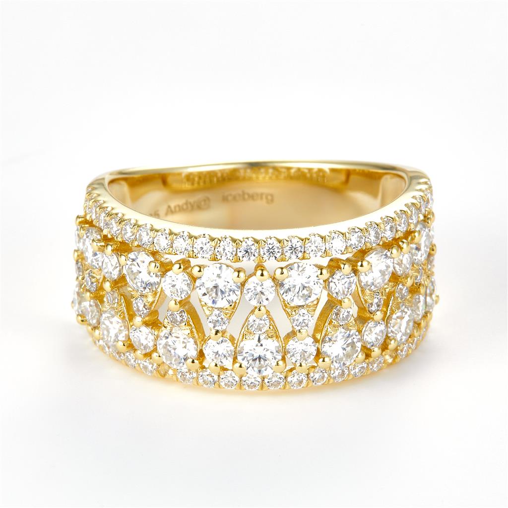 0.92 Ct. Moissanite Sterling Silver (Yellow). Band Style Ring. (Women). Size 7.5