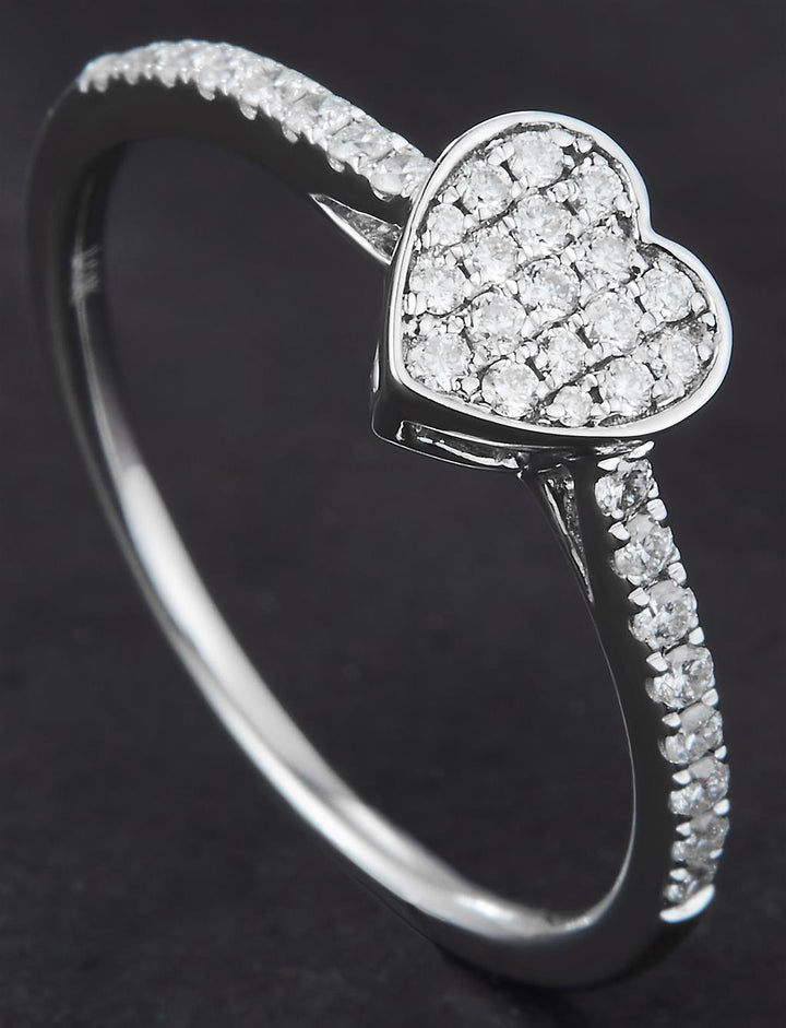 0.26 Ct. Diamond 14 Kt Gold (White). Heart Style Ring. (Women). Size 7.5