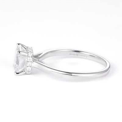 1.893 Ct. Moissanite Sterling Silver (White). Solitaire with Emerald Cut Center Stone Ring. (Women). Size 7.5