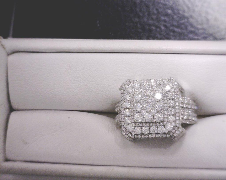 5.12 Ct. Moissanite Sterling Silver (White). Ring. (Men). Size 10