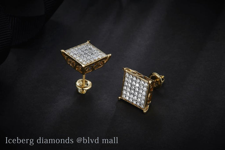 1.05 Ct. Diamond 14 Kt Gold (Yellow). Studs Earrings. (Unisex).