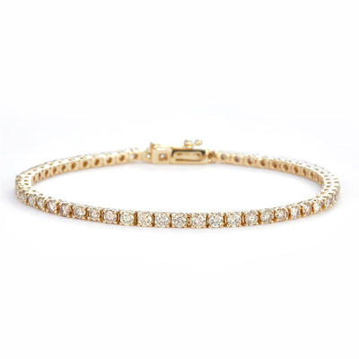 3 Ct. Diamond 10 Kt Gold (Yellow). TENNS Bracelet. (Unisex). 7.5 in Long. 2.7 mm Wide