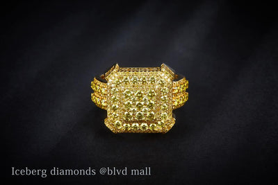 3.091 Ct. Diamond 10 Kt Gold (Yellow). with YELLOW Diamonds Ring. (Men). Size 10