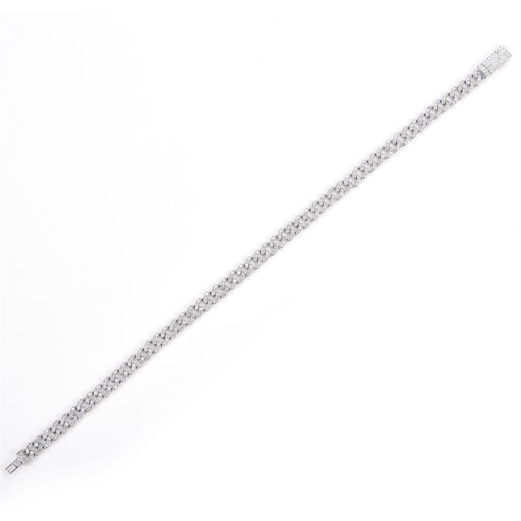 2 Ct. Diamond 14 Kt Gold (White). Solid Cuban Link Bracelet. (Unisex). 8 in Long. 5 mm Wide