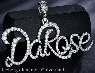 3.7 Carats. Diamond 14 Kt Gold (White). CUSTOM DA ROSE Pendant. (Women).