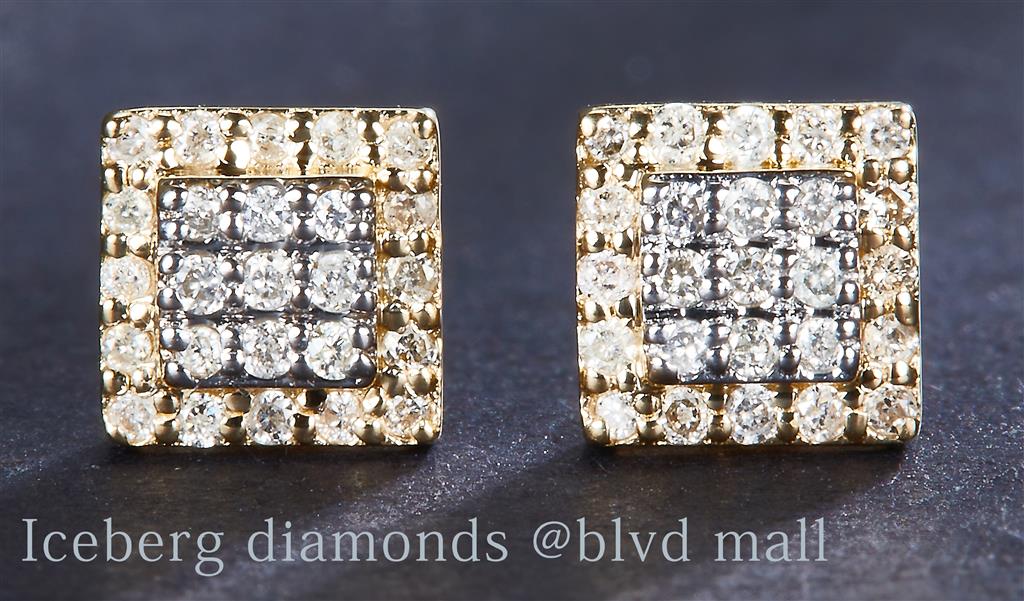 0.119 Ct. Diamond 14 Kt Gold (Yellow). Studs Earrings. (Unisex).