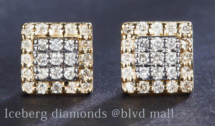 0.119 Ct. Diamond 14 Kt Gold (Yellow). Studs Earrings. (Unisex).